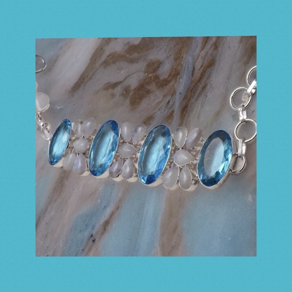santa cruz gems Jewelry - Blue Topaz and Moonstone Bracelet adjustable